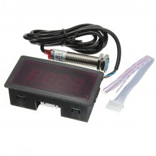 1Set Measuring Gauge 4 Digital Red LED Tachometer RPM Speed Meter 10-9999RPM Hall Proximity Switch Sensor NPN COD